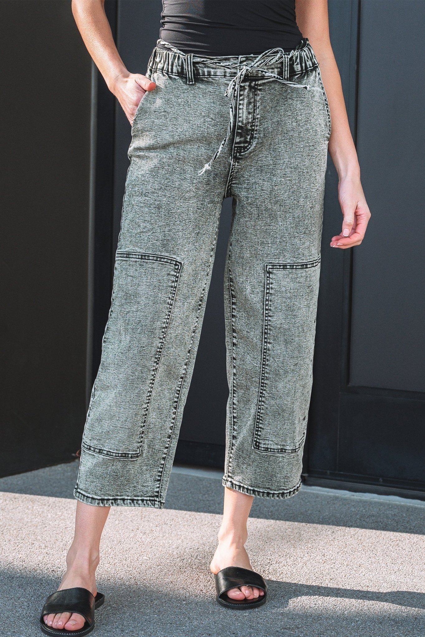 Mckinley Wash Barrel Fit Pants - Hello Beautiful BoutiqueJeansThreaded Pear