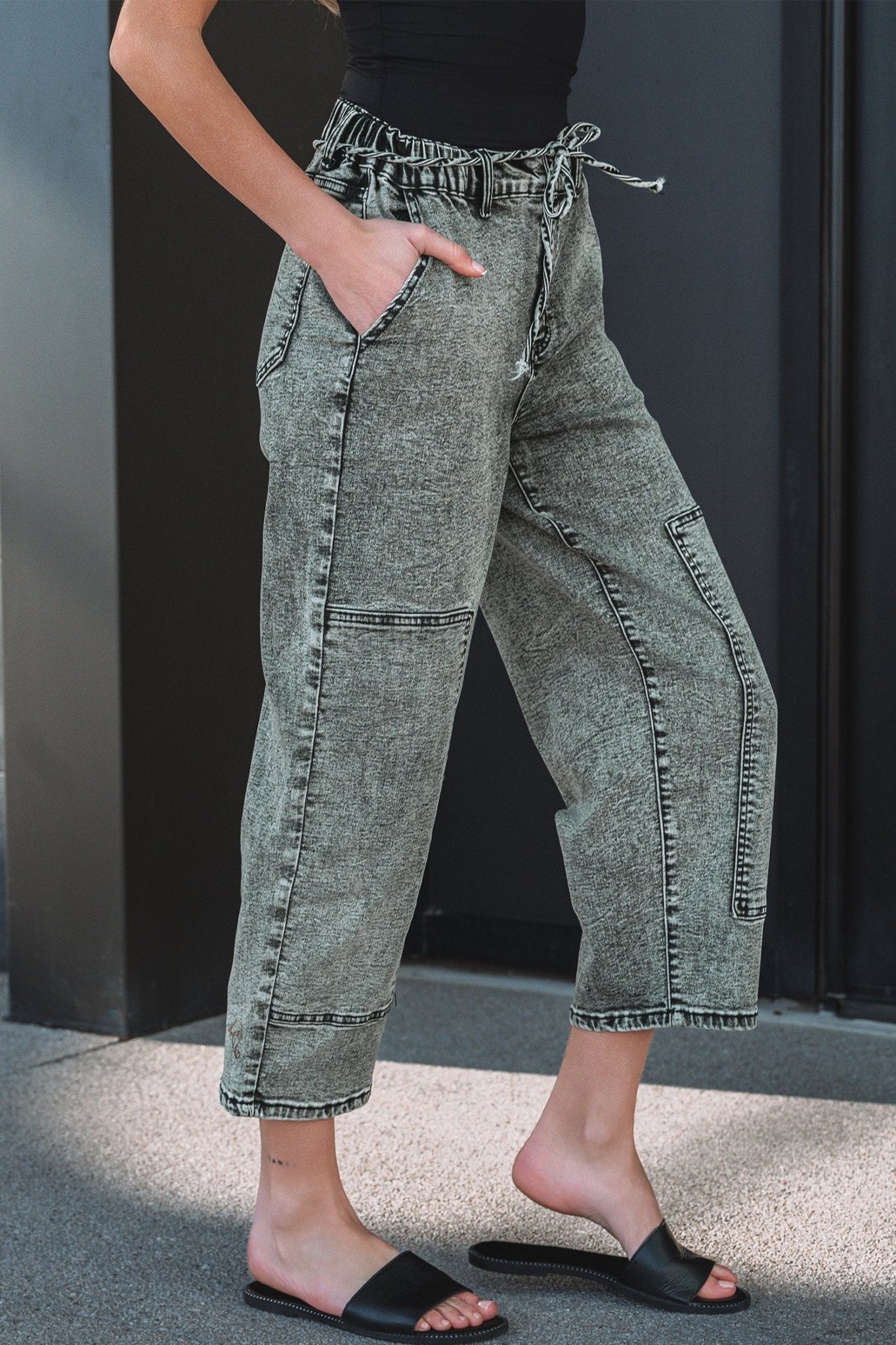 Mckinley Wash Barrel Fit Pants - Hello Beautiful BoutiqueJeansThreaded Pear