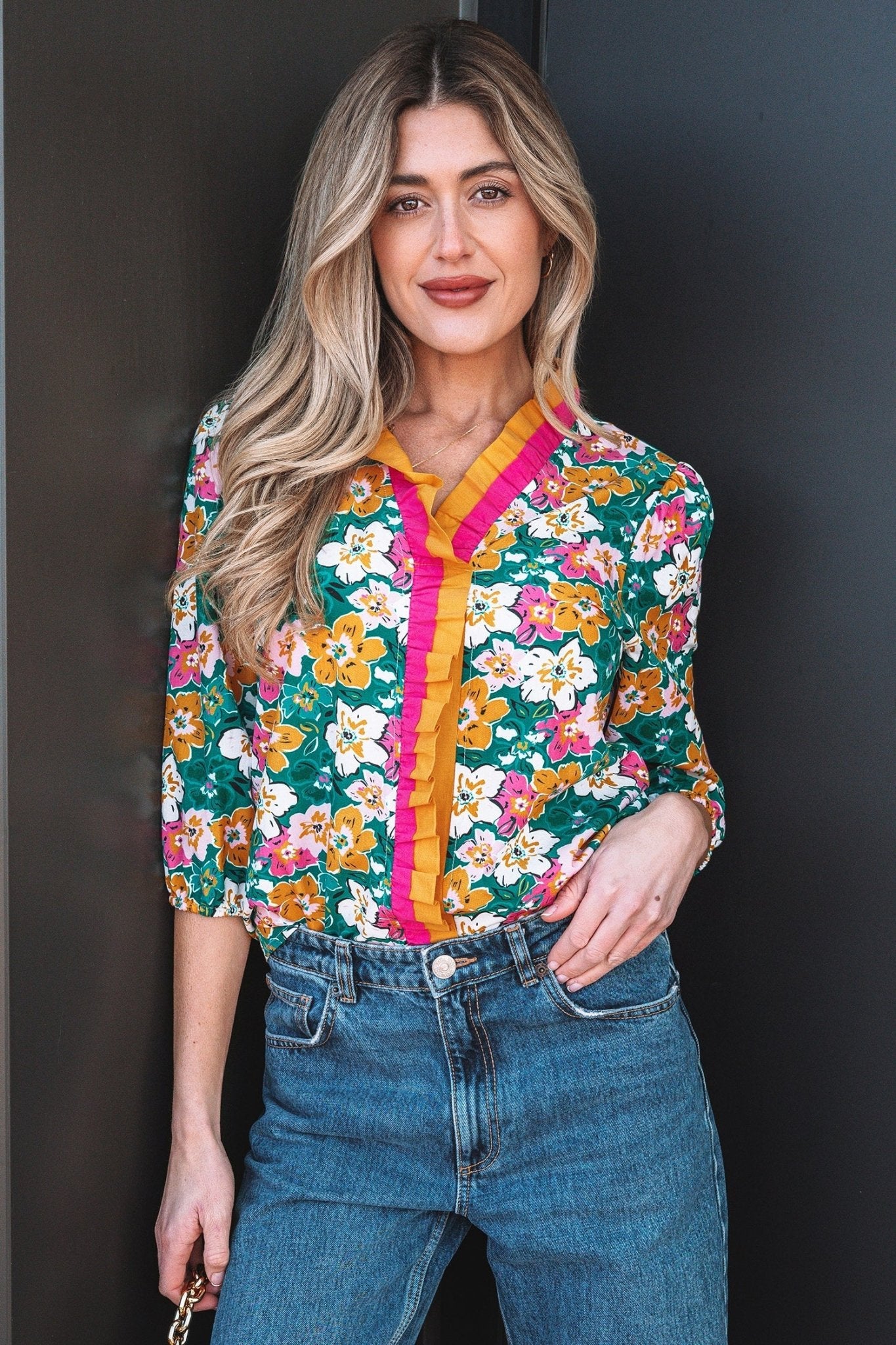 Meadow 3 4 Sleeve Blouse - Hello Beautiful BoutiqueBlouses & ShirtsThreaded Pear