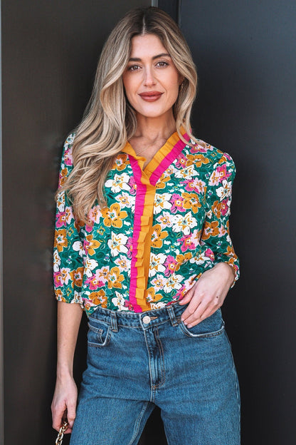 Meadow 3 4 Sleeve Blouse - Hello Beautiful BoutiqueBlouses & ShirtsThreaded Pear