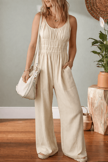 Megan Sleeveless Wide Leg Jumpsuit - Hello Beautiful BoutiqueJumpsuits & RompersThreaded Pear