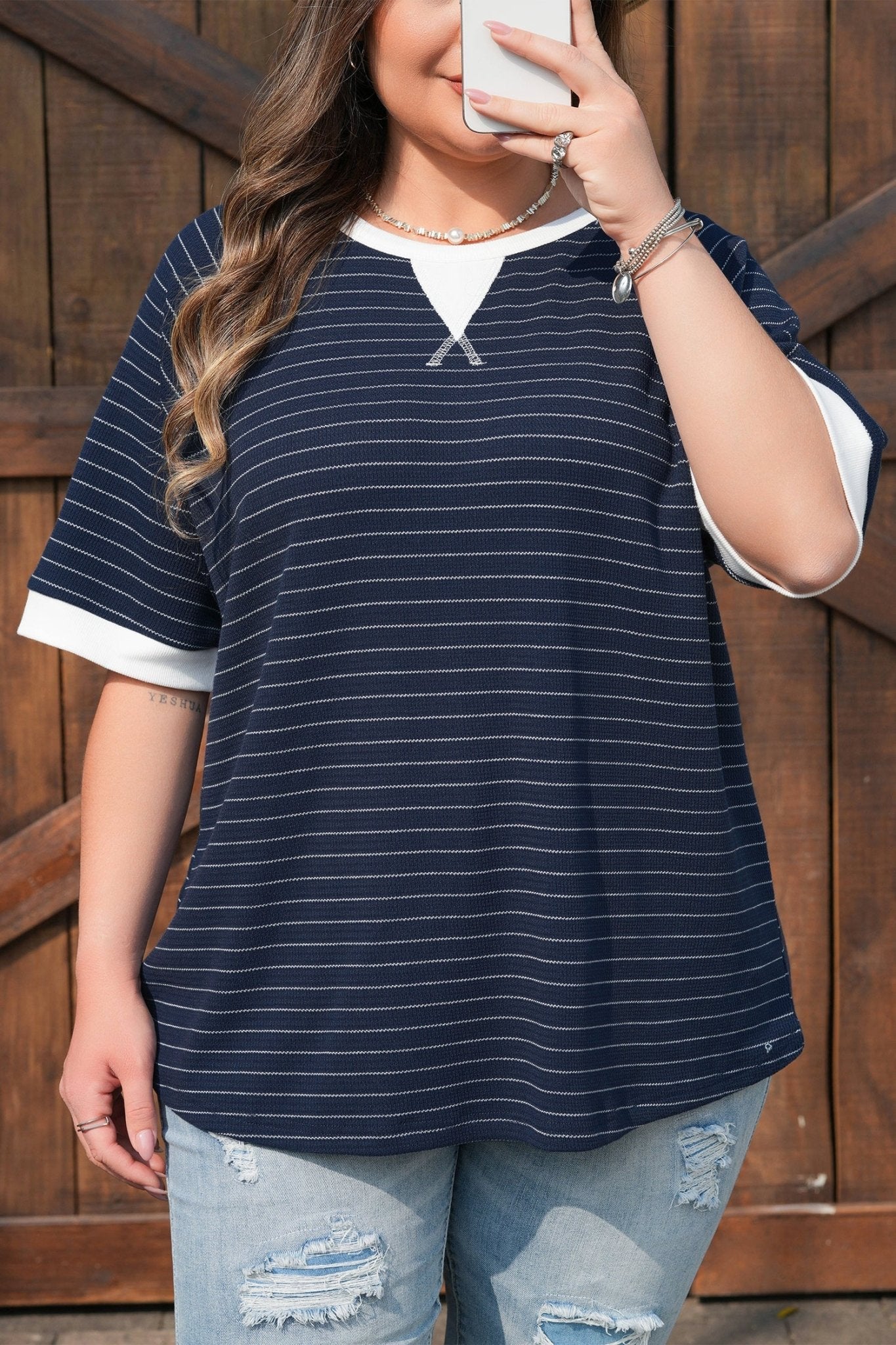 Melany Trim Ribbed T PLUS Shirt - Hello Beautiful BoutiquePlus Size Tops & TeesThreaded Pear