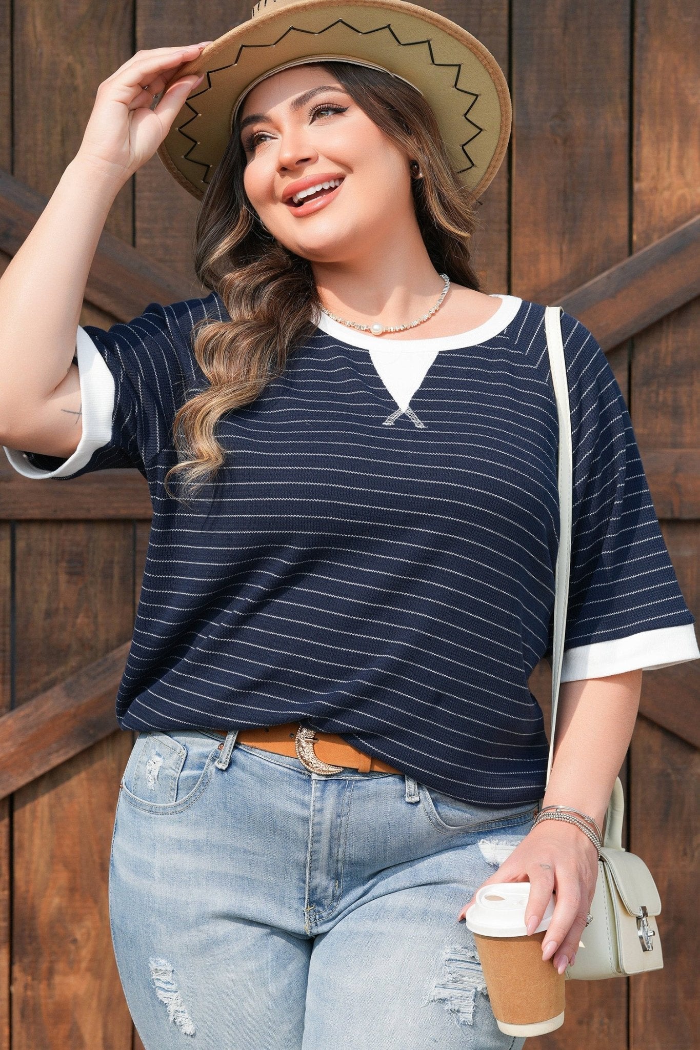 Melany Trim Ribbed T PLUS Shirt - Hello Beautiful BoutiquePlus Size Tops & TeesThreaded Pear