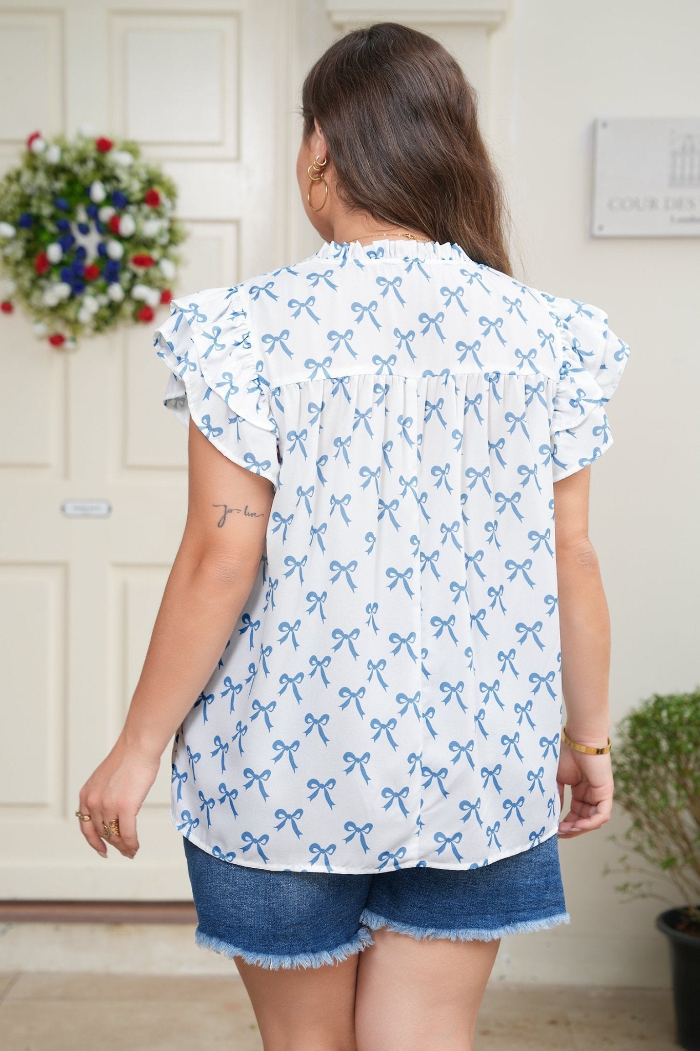 Melody Short Sleeve Bow PLUS Top - Hello Beautiful BoutiquePlus Size Blouses & ShirtsThreaded Pear