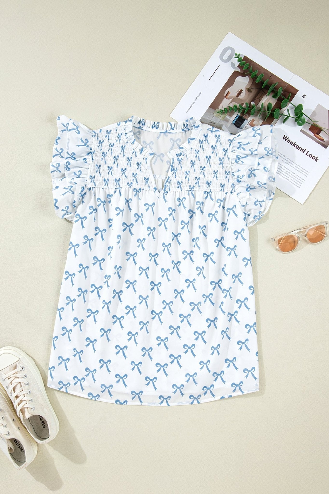 Melody Short Sleeve Bow PLUS Top - Hello Beautiful BoutiquePlus Size Blouses & ShirtsThreaded Pear