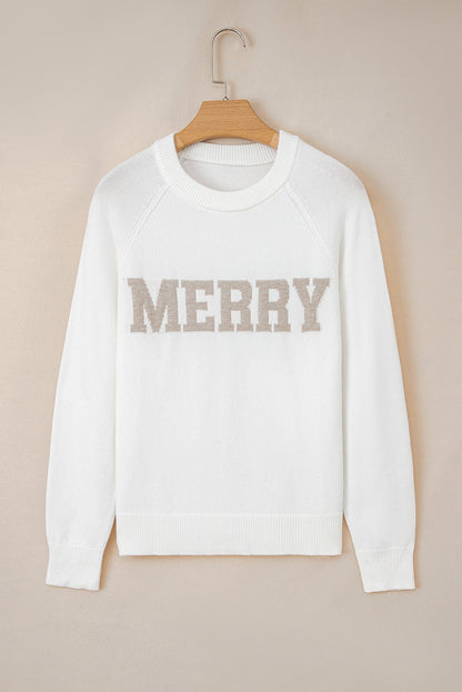 Merry Christmas Raglan Sleeve Sweater - Hello Beautiful BoutiqueSweatersThreaded Pear