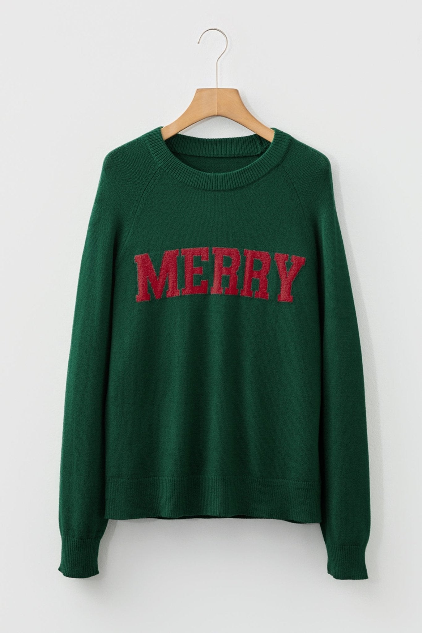 Merry Christmas Raglan Sleeve Sweater - Hello Beautiful BoutiqueSweatersThreaded Pear