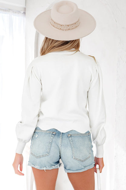 Mia Scallop Hem Cropped Sweater - Hello Beautiful BoutiqueSweatersThreaded Pear
