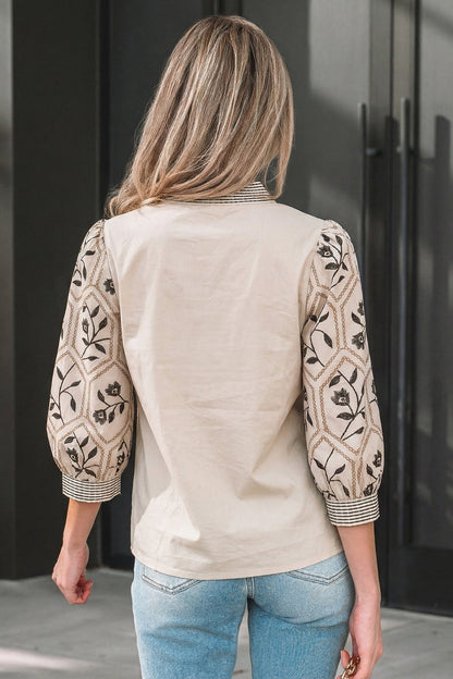 Micah Sleeve Contrast Patchwork Blouse - Hello Beautiful BoutiqueBlouses & ShirtsThreaded Pear