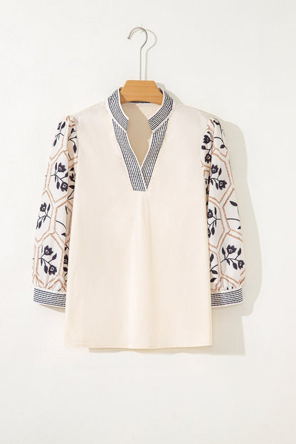 Micah Sleeve Contrast Patchwork Blouse - Hello Beautiful BoutiqueBlouses & ShirtsThreaded Pear