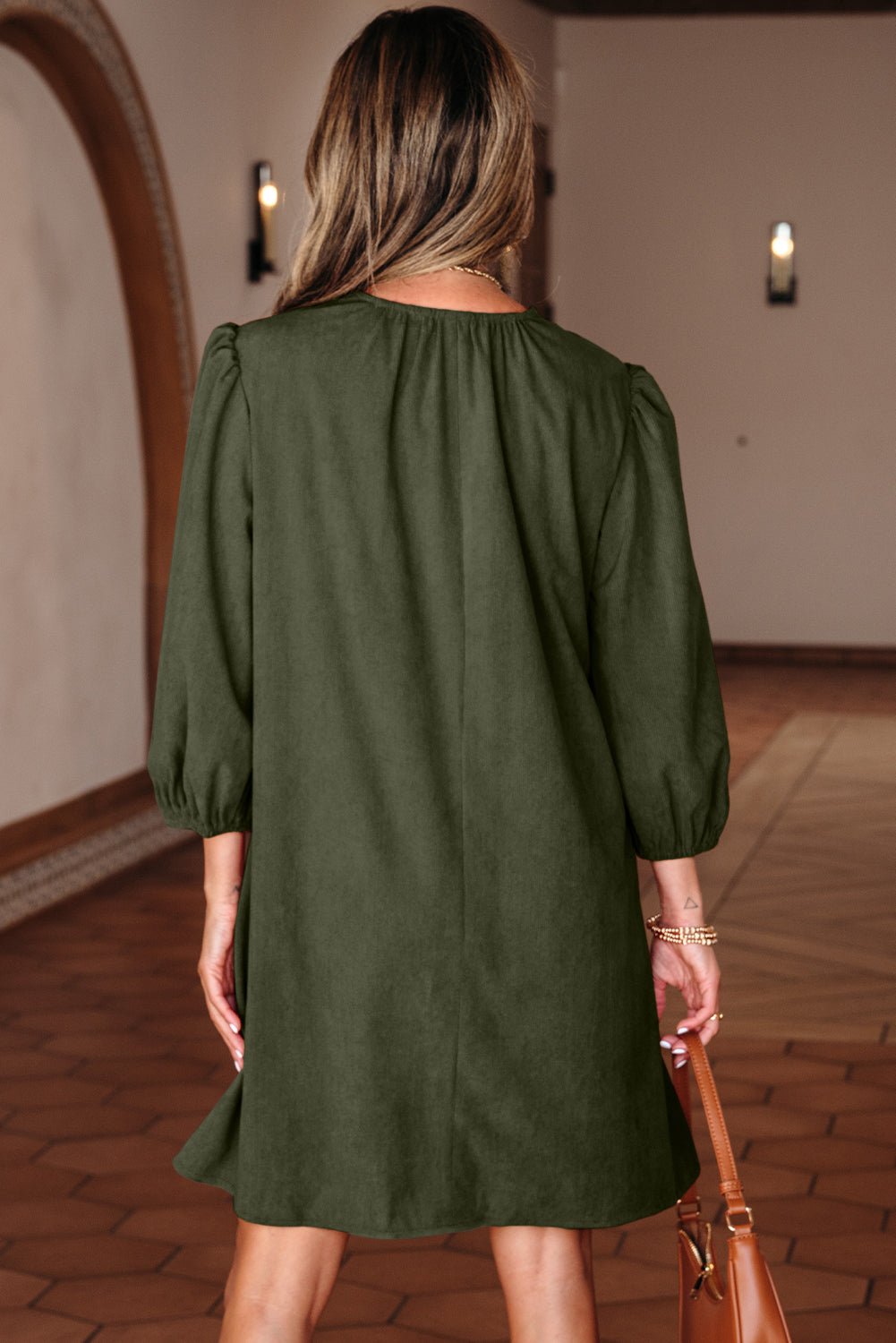 Michelle Pleated Corduroy Mini Dress - Hello Beautiful BoutiqueMini DressesThreaded Pear