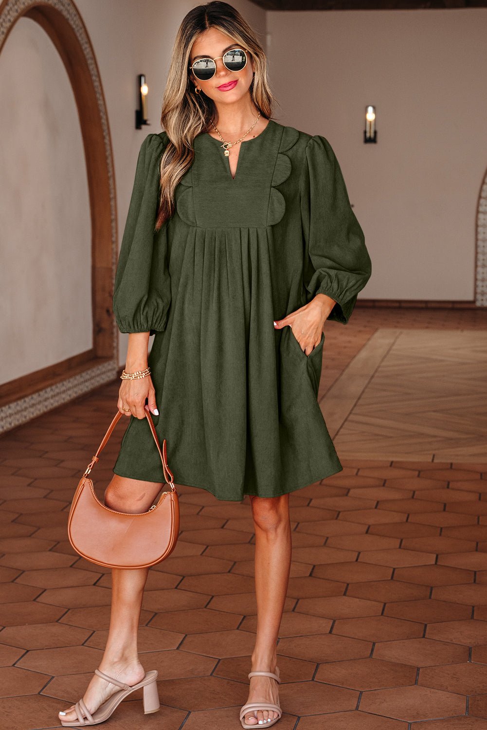 Michelle Pleated Corduroy Mini Dress - Hello Beautiful BoutiqueMini DressesThreaded Pear