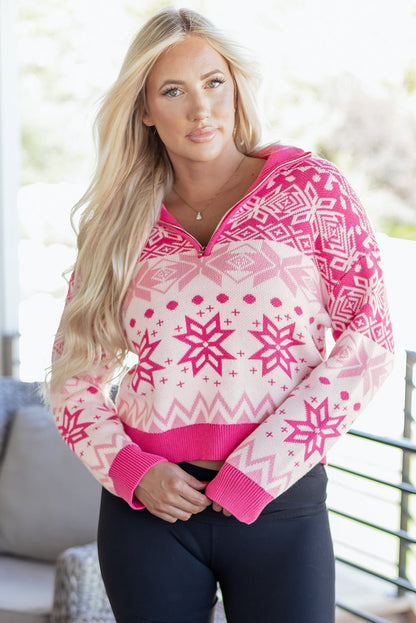 Mila Quarter Zip Collard Sweater - Hello Beautiful BoutiqueSweatersThreaded Pear