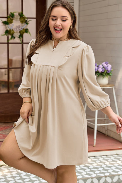 Mila Scallop Detail Mini PLUS Dress - Hello Beautiful BoutiquePlus Size Mini DressesThreaded Pear