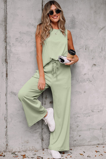 Mila Textured Tank Top Set - Hello Beautiful BoutiquePant SetsThreaded Pear