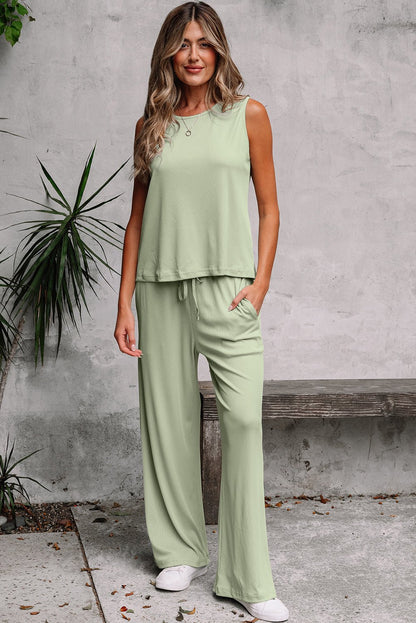 Mila Textured Tank Top Set - Hello Beautiful BoutiquePant SetsThreaded Pear