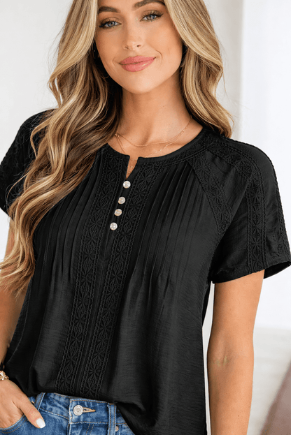 Milan Eyelet Short Sleeves Top - Hello Beautiful BoutiqueTops & TeesThreaded Pear