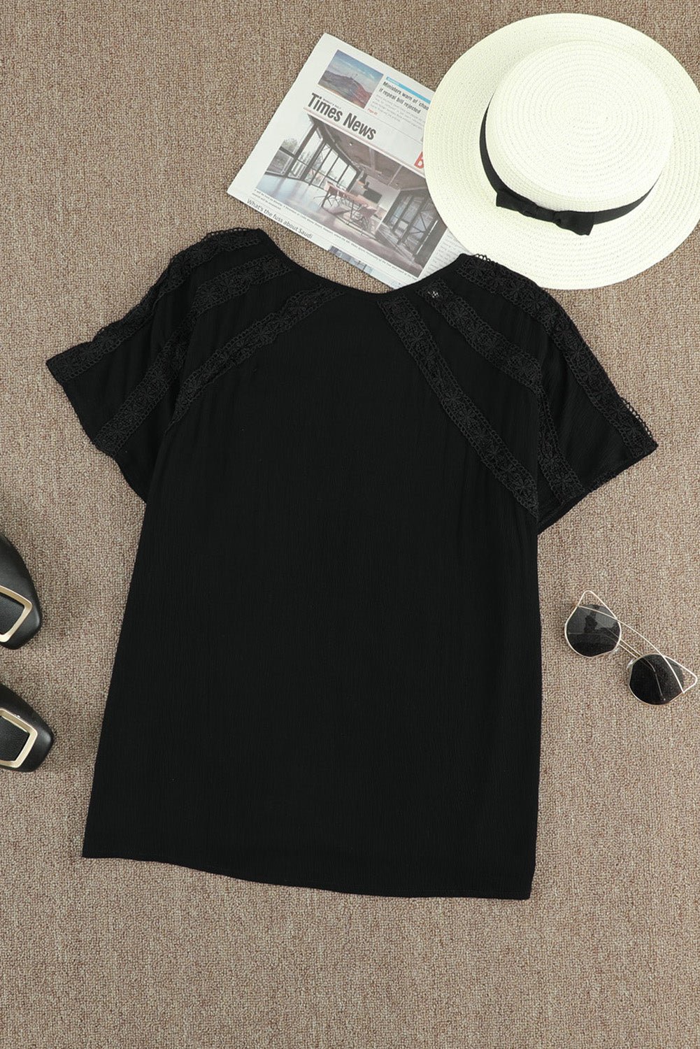 Milan Eyelet Short Sleeves Top - Hello Beautiful BoutiqueTops & TeesThreaded Pear