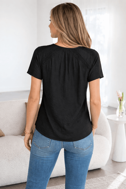 Milan Eyelet Short Sleeves Top - Hello Beautiful BoutiqueTops & TeesThreaded Pear