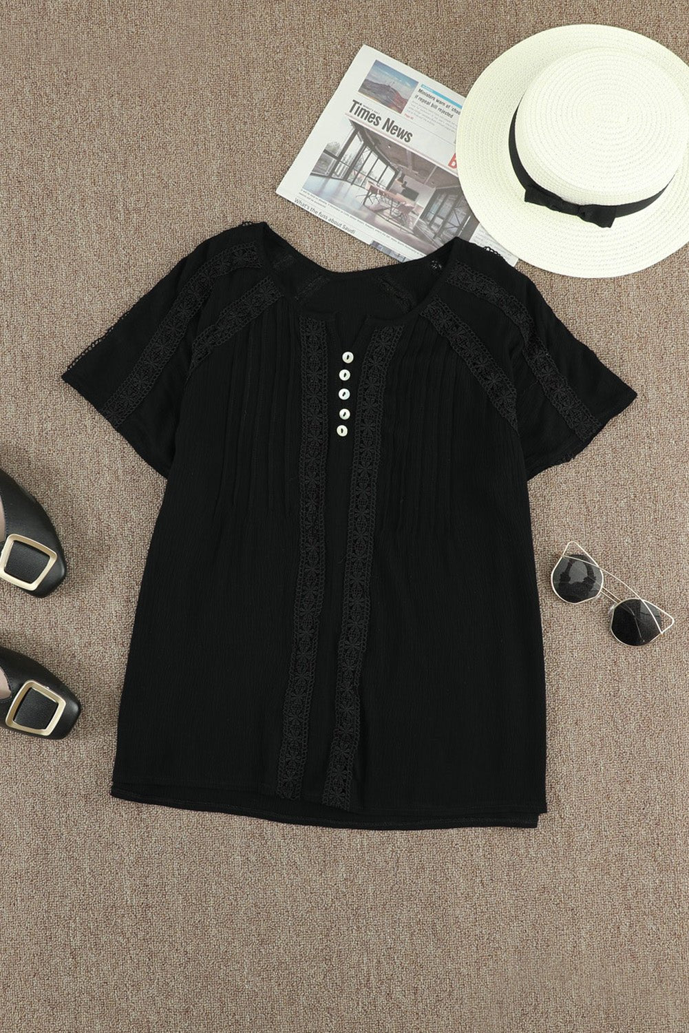 Milan Eyelet Short Sleeves Top - Hello Beautiful BoutiqueTops & TeesThreaded Pear
