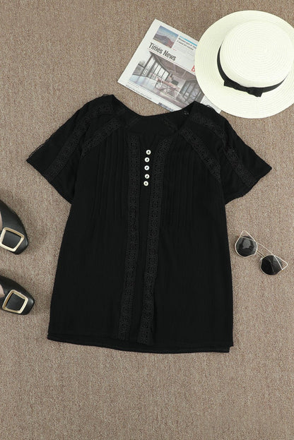 Milan Eyelet Short Sleeves Top - Hello Beautiful BoutiqueTops & TeesThreaded Pear