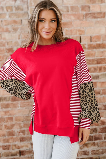 Milan Patchwork Sleeve Colorblock Sweatshirt - Hello Beautiful BoutiqueSweatshirts & HoodiesThreaded Pear