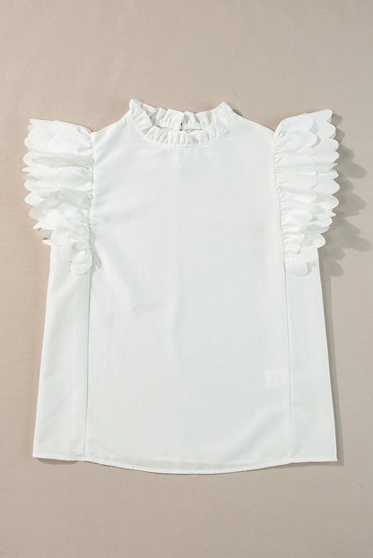 Milan Scalloped Ruffle Sleeve Top - Hello Beautiful Boutique20% OFFThreaded Pear