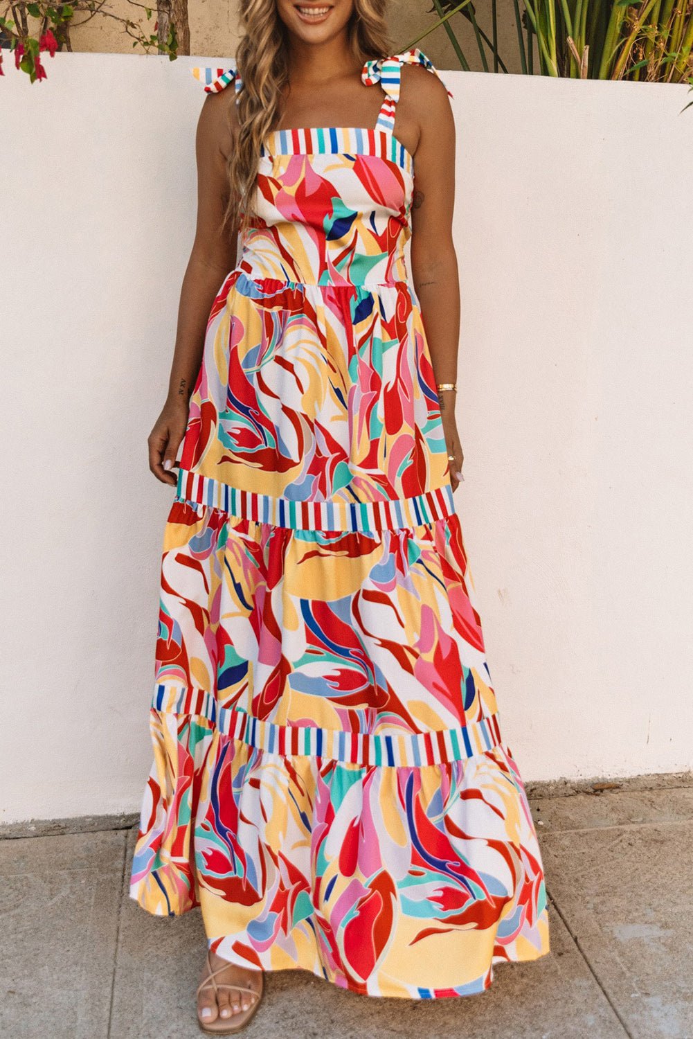 Milan Striped Trim Maxi Sundress - Hello Beautiful BoutiqueMaxi DressesThreaded Pear