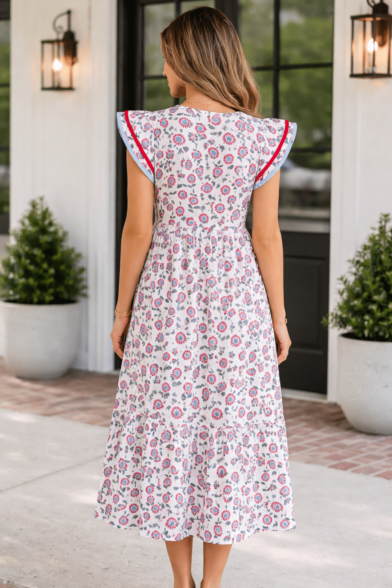 Milani Flutter Sleeve Long Dress - Hello Beautiful BoutiqueFloral DressesThreaded Pear
