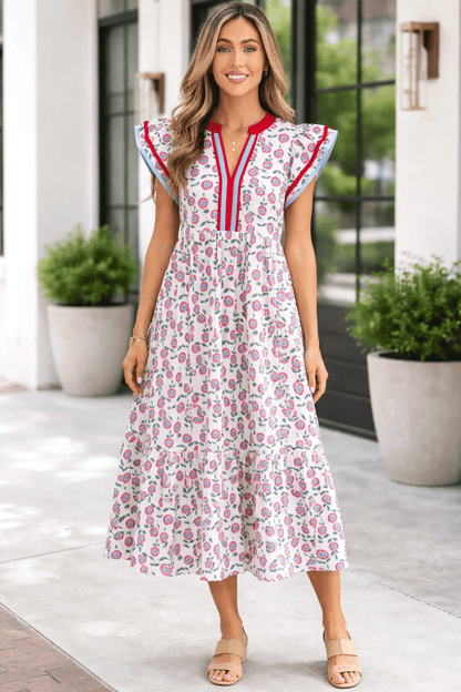 Milani Flutter Sleeve Long Dress - Hello Beautiful BoutiqueFloral DressesThreaded Pear