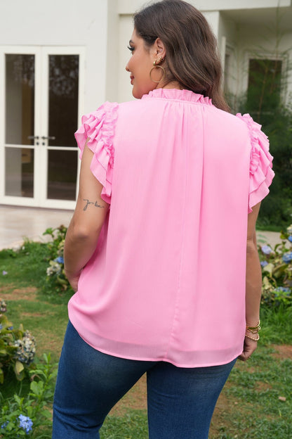 Milena Ruffle Short Sleeve PLUS Blouse - Hello Beautiful BoutiquePlus Size Blouses & ShirtsThreaded Pear