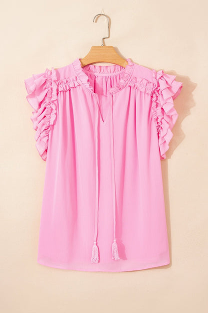 Milena Ruffle Short Sleeve PLUS Blouse - Hello Beautiful BoutiquePlus Size Blouses & ShirtsThreaded Pear