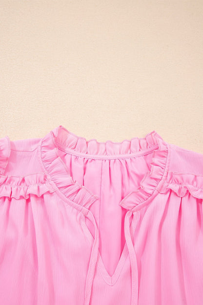 Milena Ruffle Short Sleeve PLUS Blouse - Hello Beautiful BoutiquePlus Size Blouses & ShirtsThreaded Pear