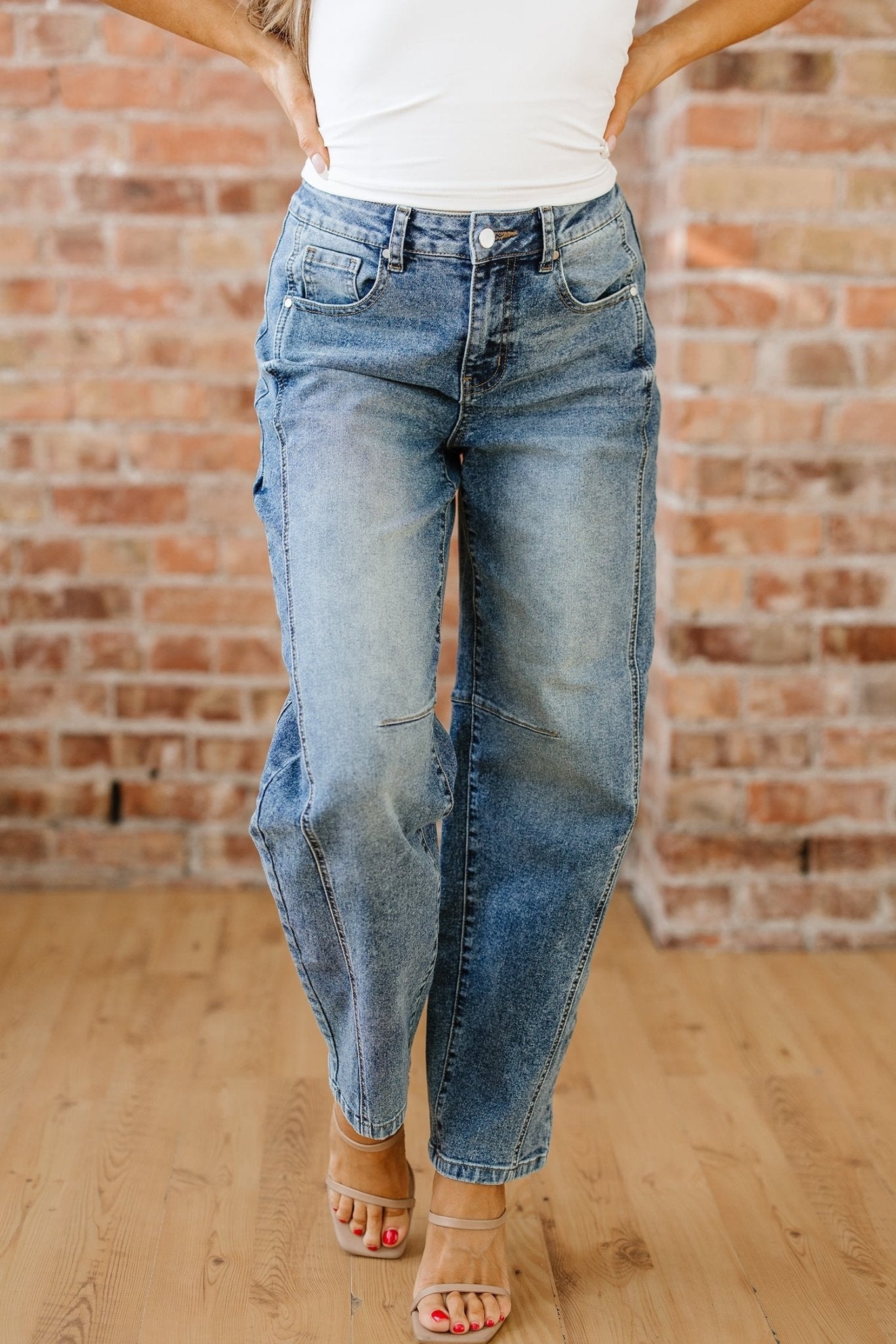 Milena Seam Detail Shift Jeans - Hello Beautiful BoutiqueJeansThreaded Pear