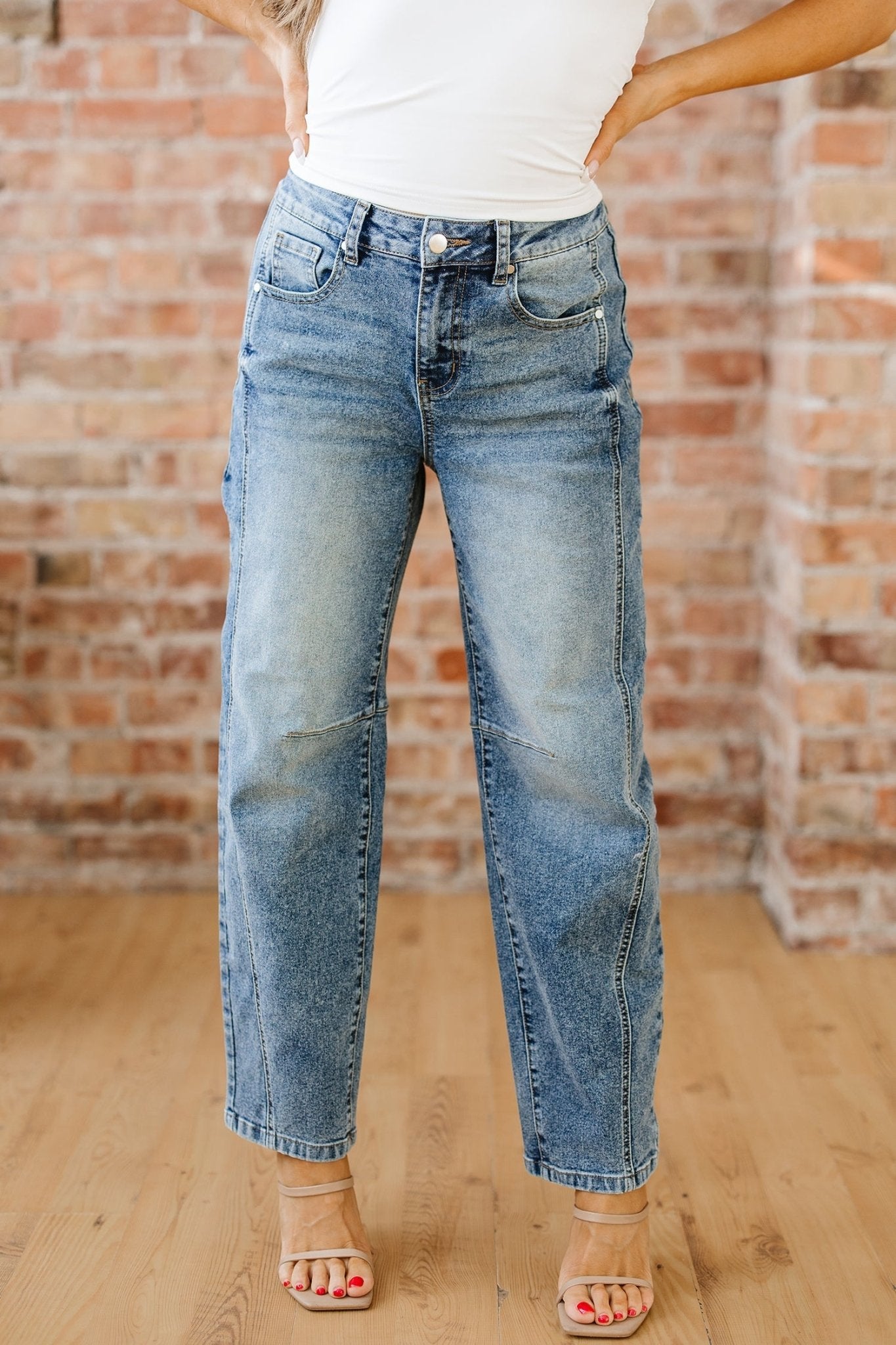Milena Seam Detail Shift Jeans - Hello Beautiful BoutiqueJeansThreaded Pear