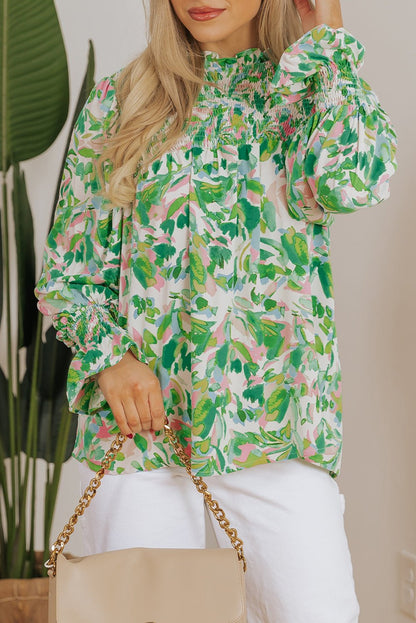 Milena Sleeve Shirred Mock Blouse - Hello Beautiful Boutique15% OFFThreaded Pear