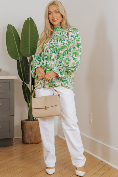 Milena Sleeve Shirred Mock Blouse - Hello Beautiful Boutique15% OFFThreaded Pear