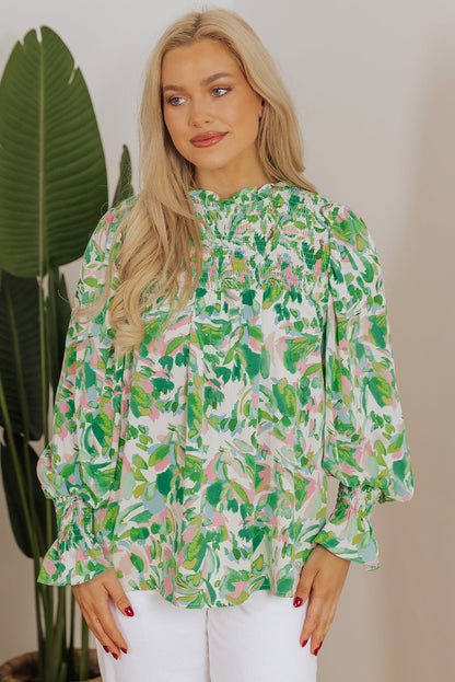 Milena Sleeve Shirred Mock Blouse - Hello Beautiful Boutique15% OFFThreaded Pear