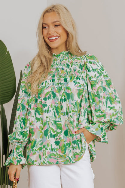 Milena Sleeve Shirred Mock Blouse - Hello Beautiful Boutique15% OFFThreaded Pear