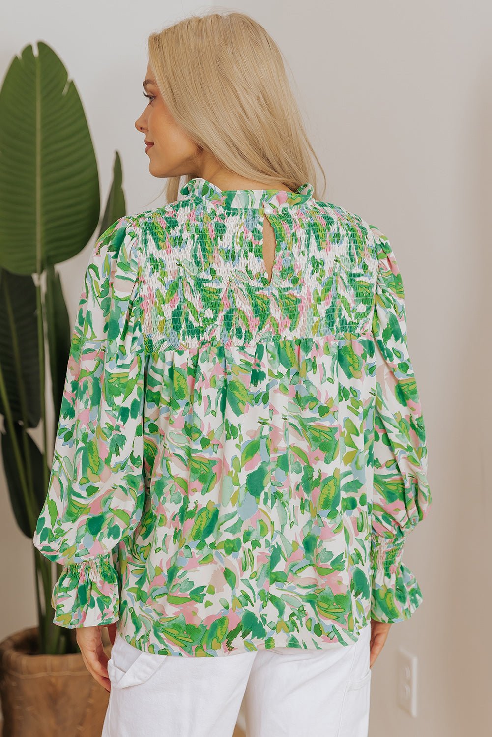 Milena Sleeve Shirred Mock Blouse - Hello Beautiful Boutique15% OFFThreaded Pear