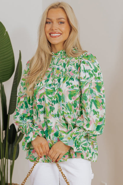 Milena Sleeve Shirred Mock Blouse - Hello Beautiful Boutique15% OFFThreaded Pear