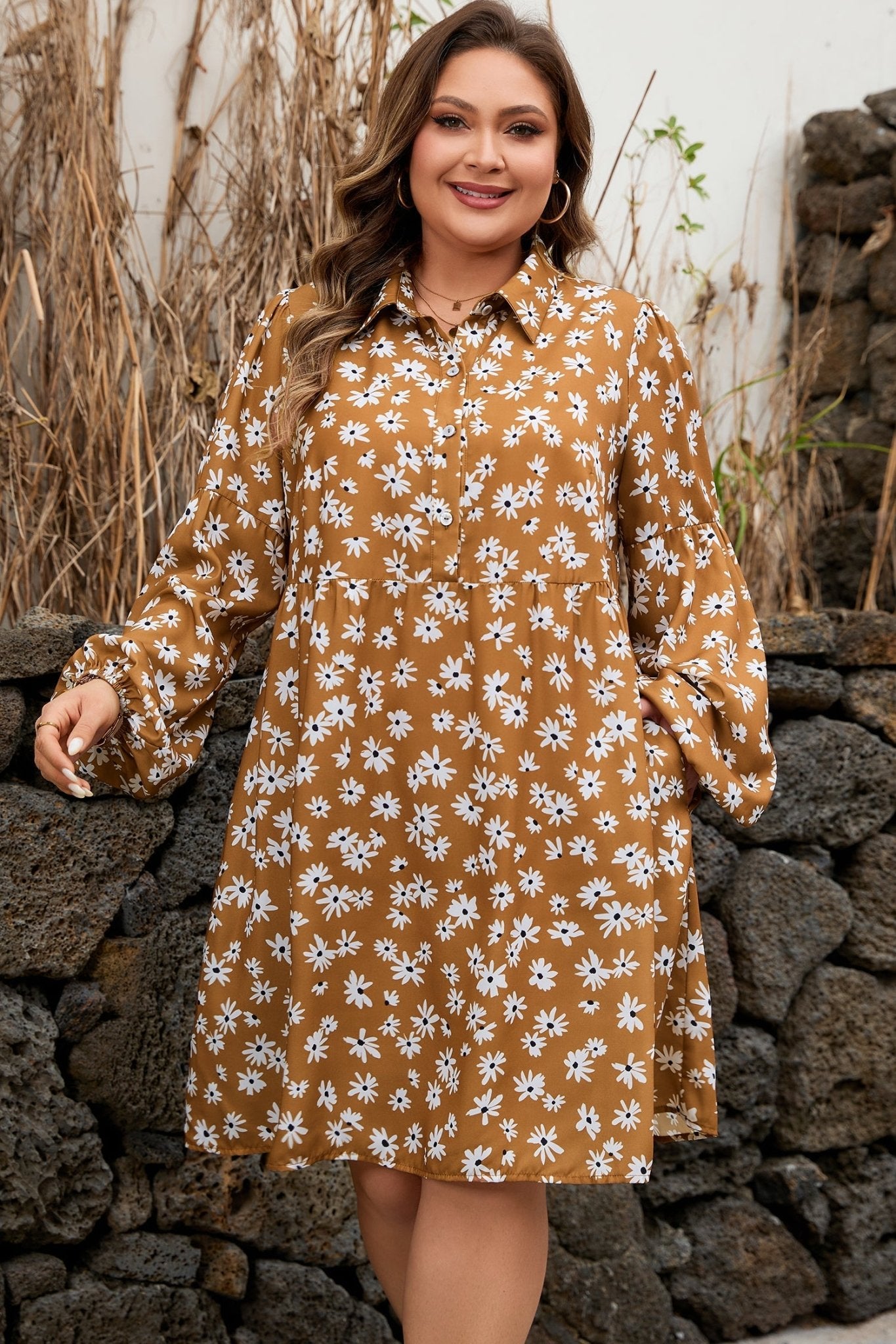 Miley Print Puff Sleeve PLUS Dress - Hello Beautiful BoutiquePlus Size Mini DressesThreaded Pear