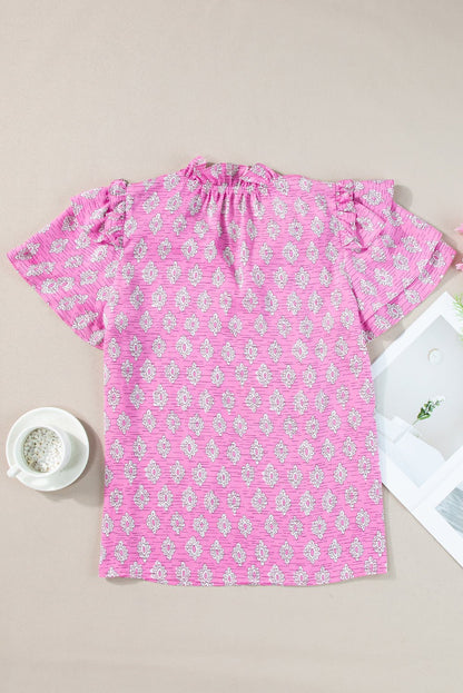 Miller Ruffled Short Sleeve Blouse - Hello Beautiful BoutiqueBlouses & ShirtsThreaded Pear