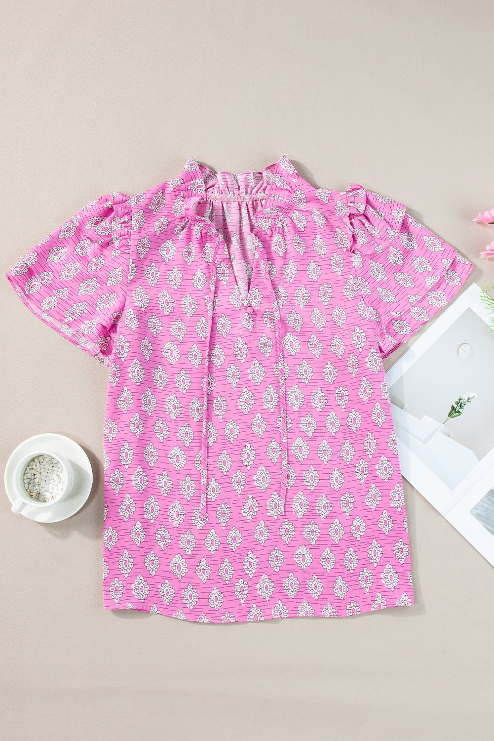 Miller Ruffled Short Sleeve Blouse - Hello Beautiful BoutiqueBlouses & ShirtsThreaded Pear