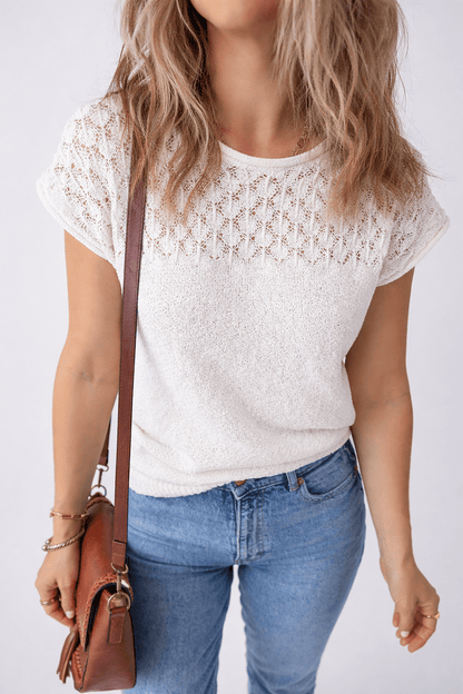 Miracle Back Short Sleeve Sweater - Hello Beautiful BoutiqueShort Sleeve SweatersThreaded Pear