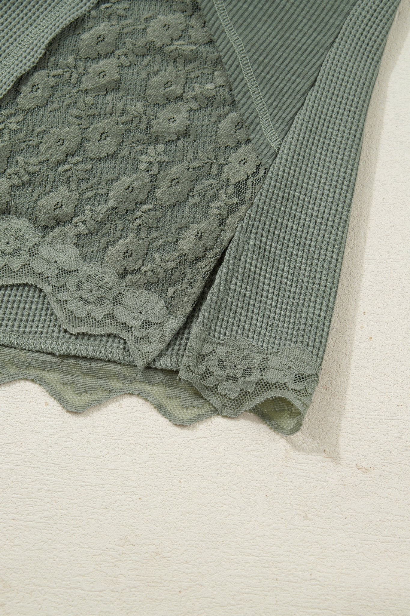 Miriam Ribbed Lace Patchwork Long Sleeve Top - Hello Beautiful BoutiqueLong Sleeve TopsThreaded Pear