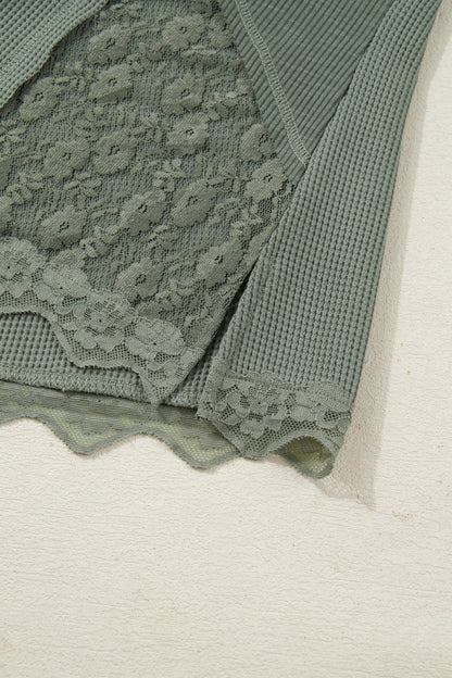 Miriam Ribbed Lace Patchwork Long Sleeve Top - Hello Beautiful BoutiqueLong Sleeve TopsThreaded Pear
