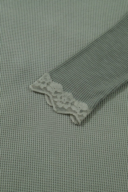 Miriam Ribbed Lace Patchwork Long Sleeve Top - Hello Beautiful BoutiqueLong Sleeve TopsThreaded Pear