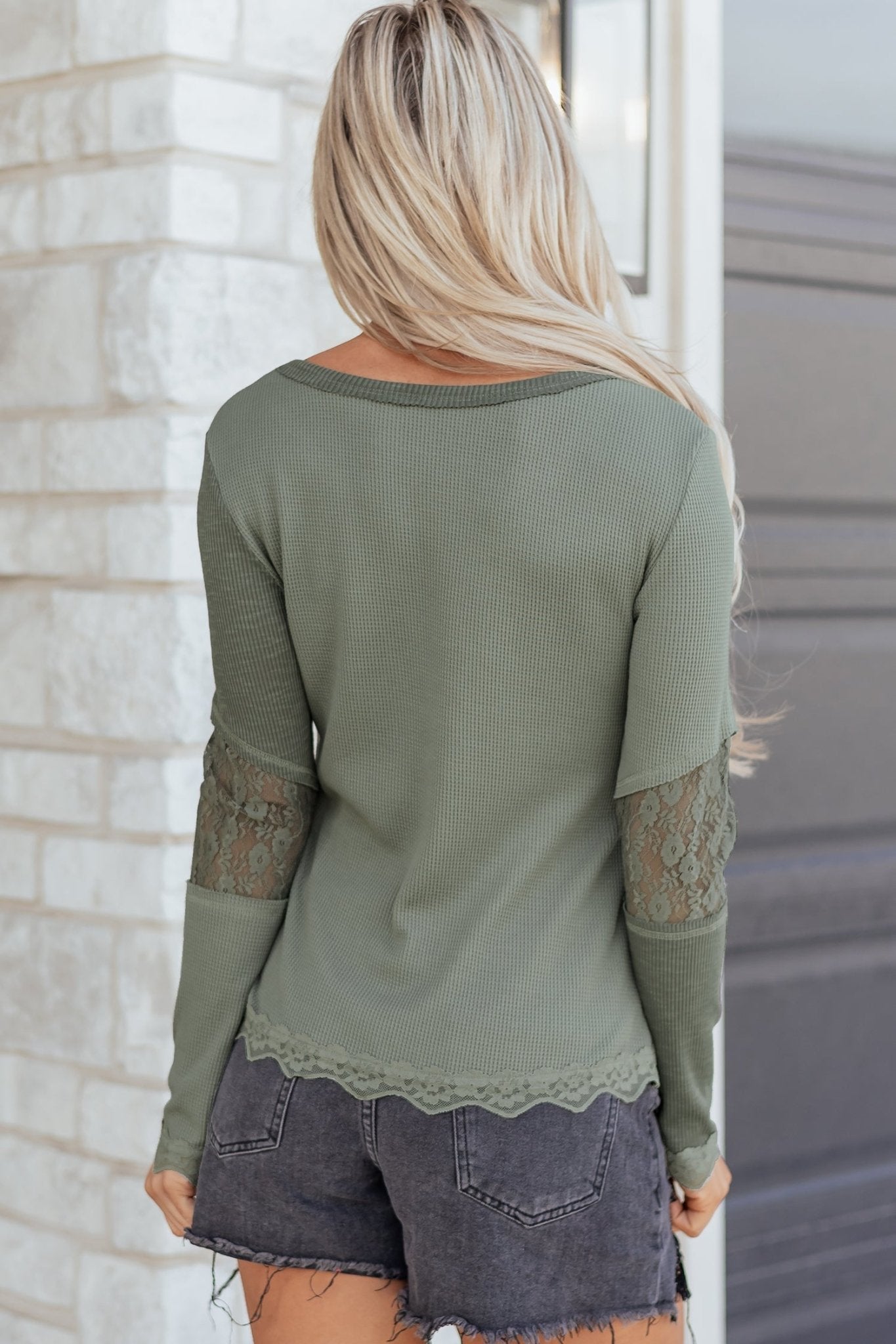 Miriam Ribbed Lace Patchwork Long Sleeve Top - Hello Beautiful BoutiqueLong Sleeve TopsThreaded Pear