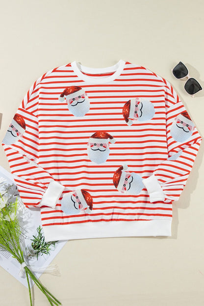 Mirilivia Claus Pattern Christmas Pullover - Hello Beautiful BoutiqueGraphic SweatshirtsThreaded Pear